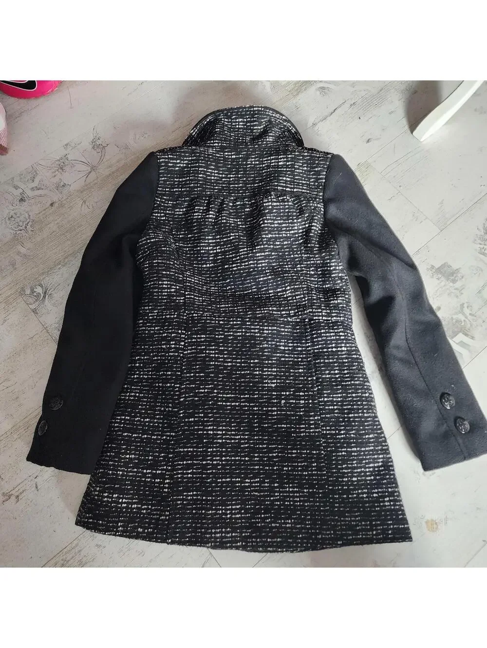 FLAWLESS Jessica Simpson girls Black White Tweed Wool Blend Coat 10